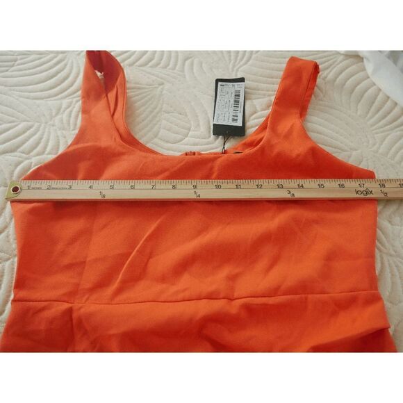 Trendyol Orange Sleeveless Square Neck Bodycon Dress 8 - Picture 8 of 8
